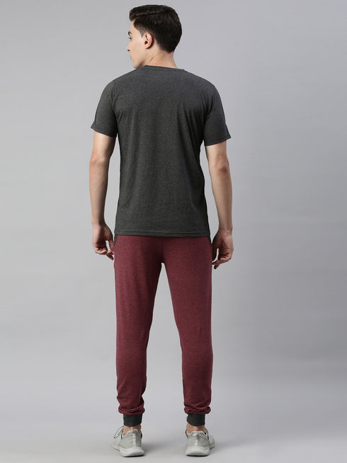 Charcoal & Maroon Solid Lounge Set